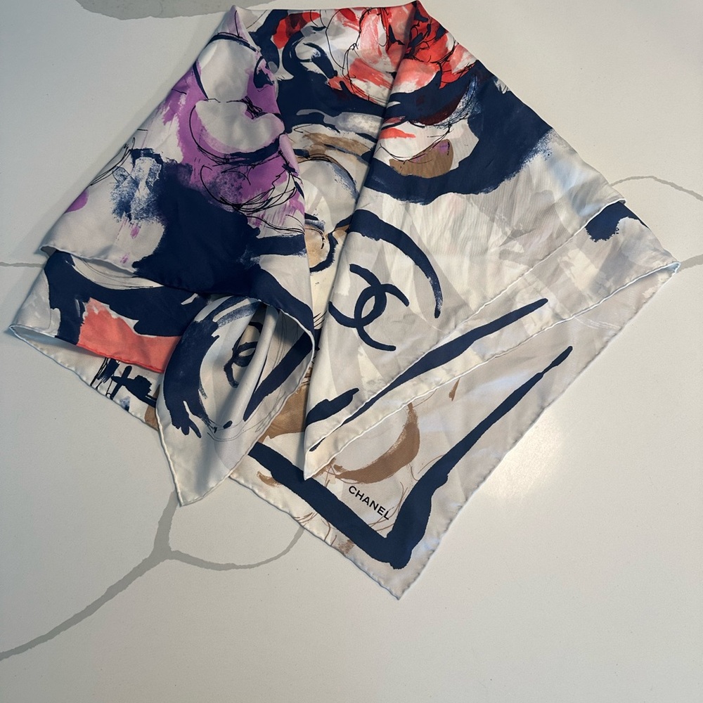 Chanel Floral Silk Scarf